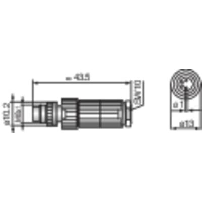 Technical drawing of a cylindrical component with dimensions: length 45.5 mm, diameter 10.2 mm. Side and top view.