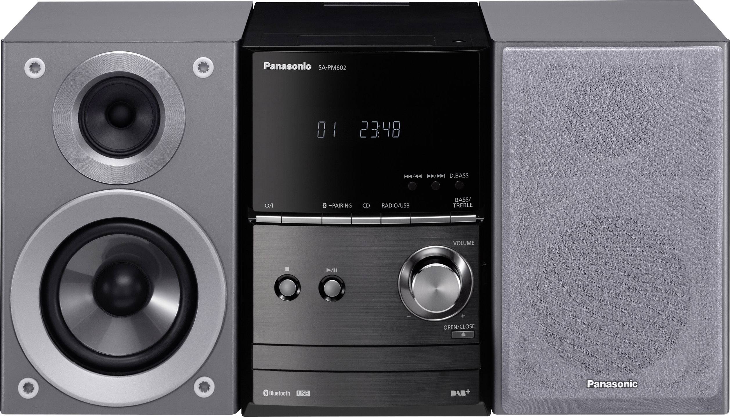 Panasonic SC-PM602EG-S Audio system Bluetooth, DAB+, CD, FM, USB, 2 x 20 W Silver
