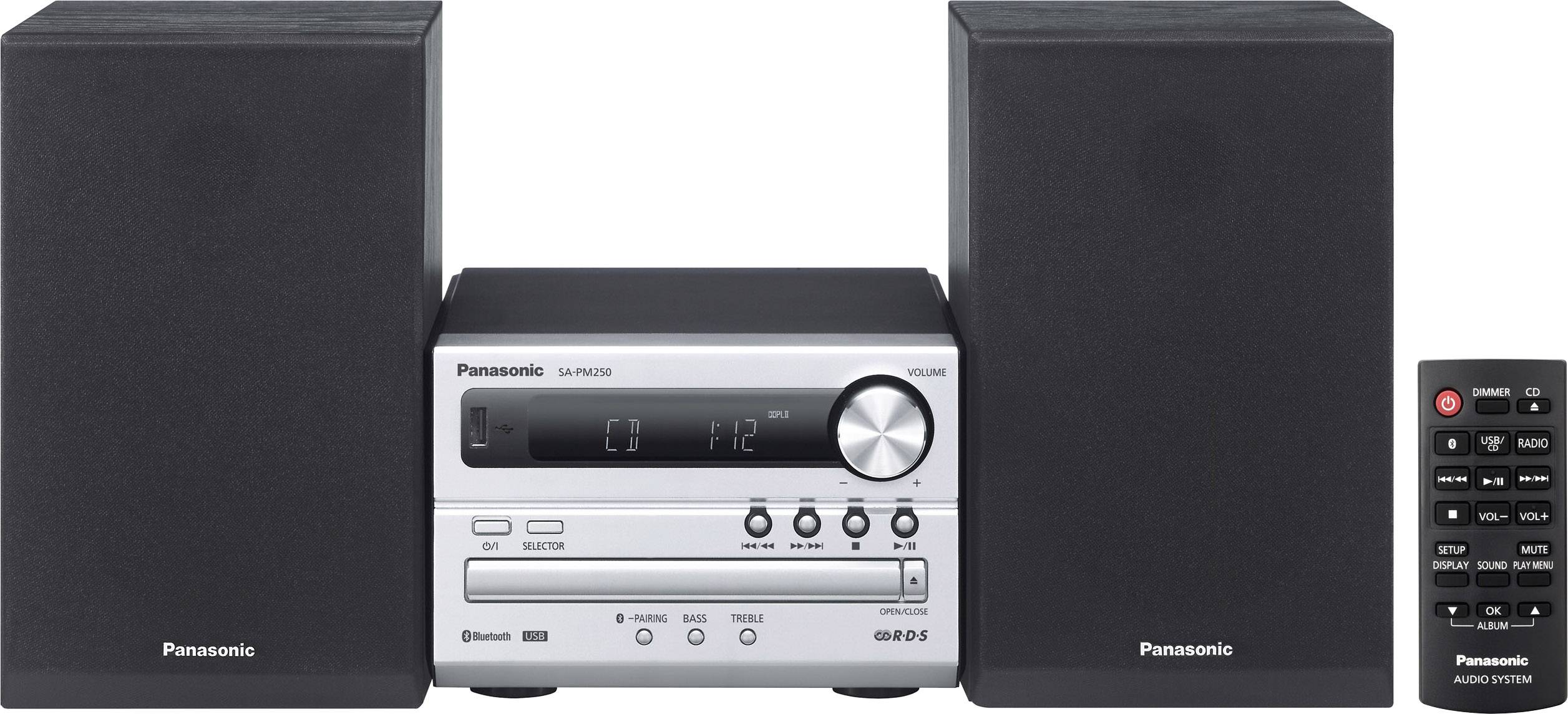 Audio system Panasonic SC-PM250EG-S Bluetooth, CD, USB, 2 x 10 W Silver