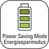 The image shows a symbol in the shape of a battery with three green bars, indicating that energy-saving mode is activated.