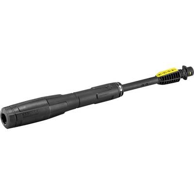 Black high-pressure washer lance by Kärcher, with yellow label, suitable for powerful cleaning tasks.