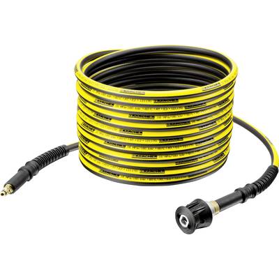 'Kärcher Drain Cleaning Hose 15 m' with black and yellow ring pattern, coaxial connection at both ends for pressure washer.