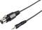 A cable with an XLR plug on the left and a 3.5mm plug on the right. Used for audio connection between devices.
