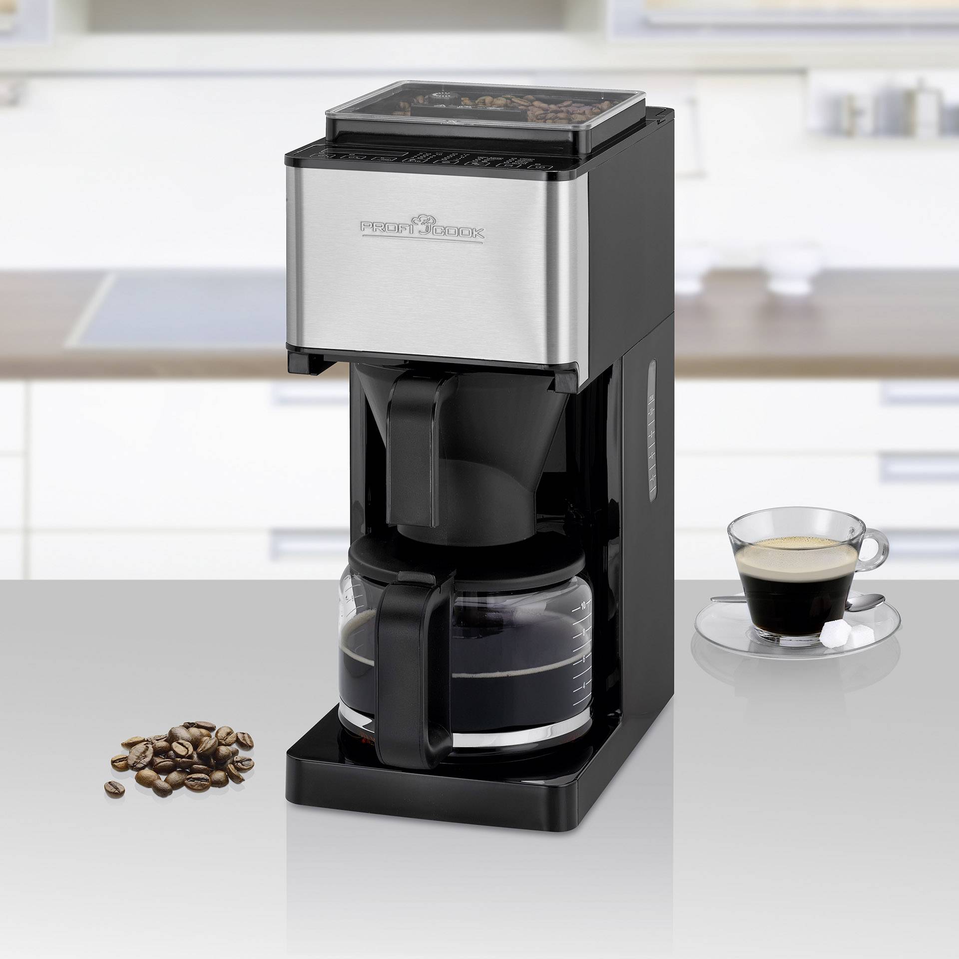 Profi Cook PC-KA 1138 Coffee maker Black, Stainless steel Cup volume=10 incl. grinder-6