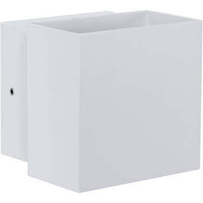 White, square wall light with minimalist design.