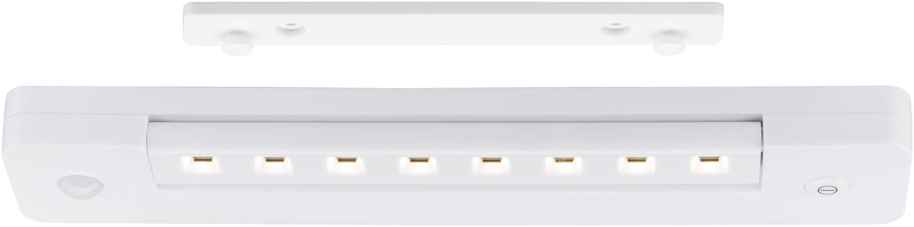 White under-cabinet light with eight LEDs, suitable for cupboards or kitchens. Energy-saving button included.