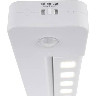 Battery-powered LED light with motion sensor and timer, automatically switches on when movement is detected.