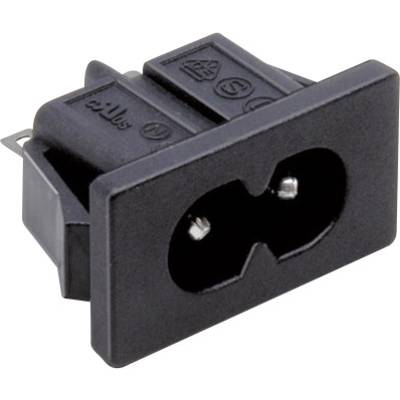 TRU COMPONENTS TC-2512023 IEC connector  Plug, vertical mount Total number of pins: 2 2.5 A Black 1 pc(s) 