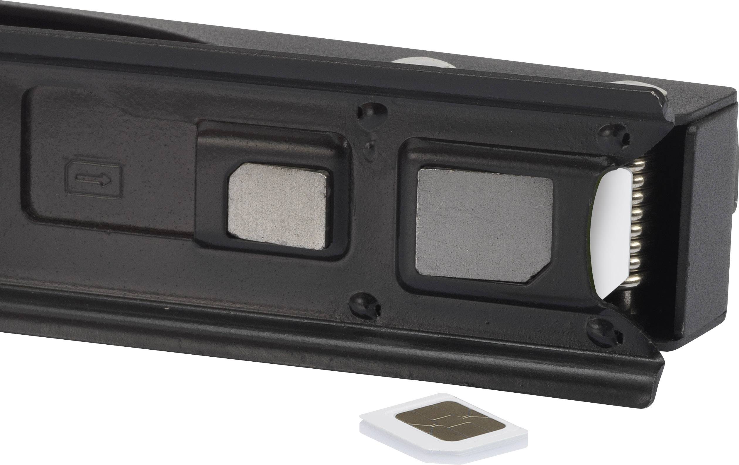 A SIM card adapter and a SIM card. The adapter has slots for different SIM sizes.