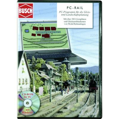 CD-ROM case for 'PC-RAIL', a PC program for track and landscape planning for model railways, illustrated with a train landscape.