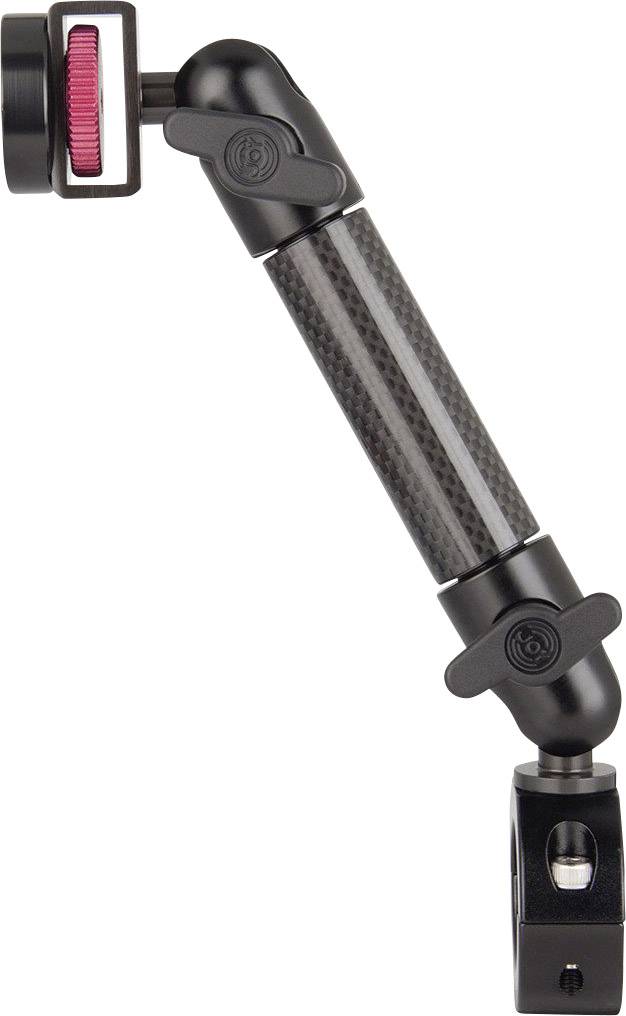 An adjustable, black articulated arm with a red rotary knob, suitable for mounting camera equipment or accessories.