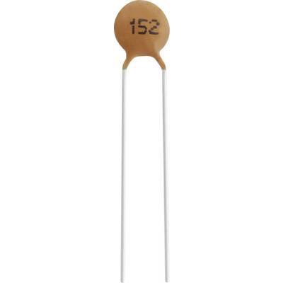 Small orange ceramic capacitor marked with '152', featuring two metal legs for electronic circuits.