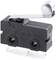 A black micro switch with three connection pins and a metal lever with a roller mechanism. Suitable for 5A, 125–250VAC.
