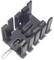 Black plastic component with multiple rectangular slots and a silver connection; presumably an electrical or mechanical connector.