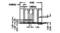 Technical drawing of a mechanical component with dimensions. Shows horizontal and vertical spacing between elements in millimetres.