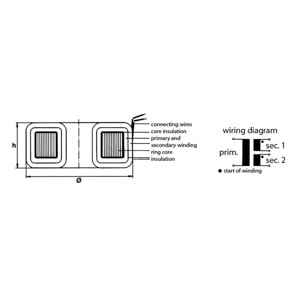 Toroidal core transformer 1 x 230 V 2 x 15 30 VA 1000 mA TC-RKT30/2X15 TRU COMPONENTS