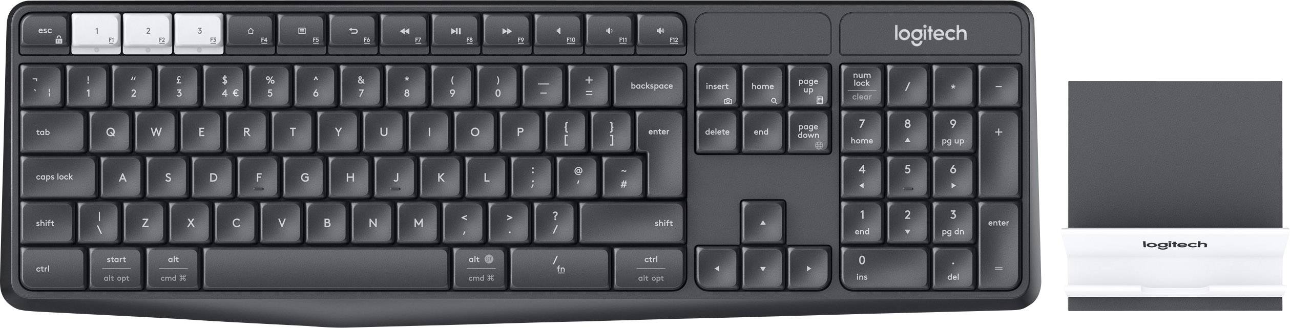 Følg os Nøjagtighed se Logitech K375s Multi-Device Bluetooth® Keyboard German, QWERTZ, Windows®  Graphite, Grey, White Splashproof | Conrad.com