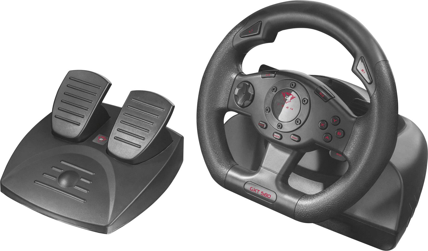 Trust GXT 580 Steering wheel USB PC Black incl. foot pedals