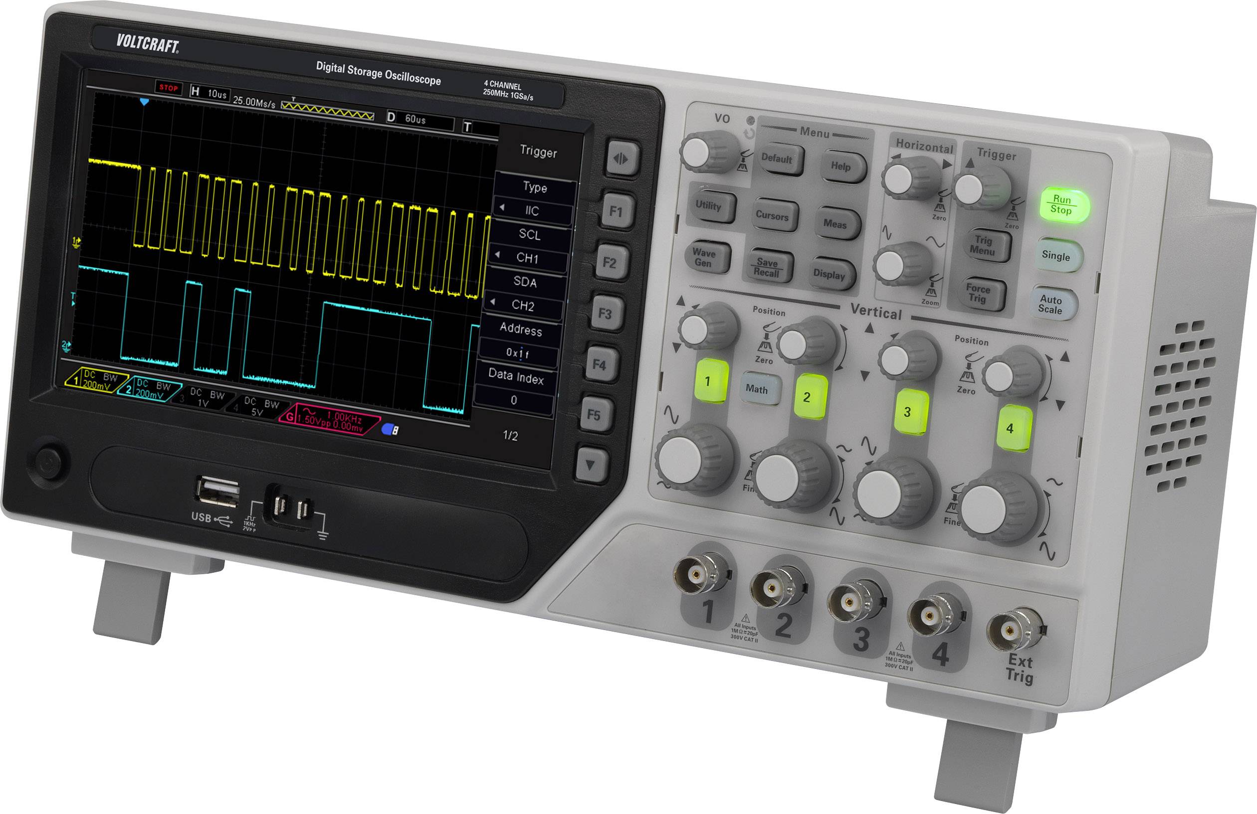VOLTCRAFT DSO-1254E Digital 250 MHz 4-channel 1 GS/s 64 KP 8 Bit Digital storage (DSO) 1 pc(s)-4