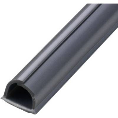 Black, tubular rubber seal with a longitudinal opening, used for sealing joints or gaps, on a white background.
