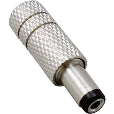 A silver metal plug with a ridged surface and a black tip, which serves as an electrical connector.