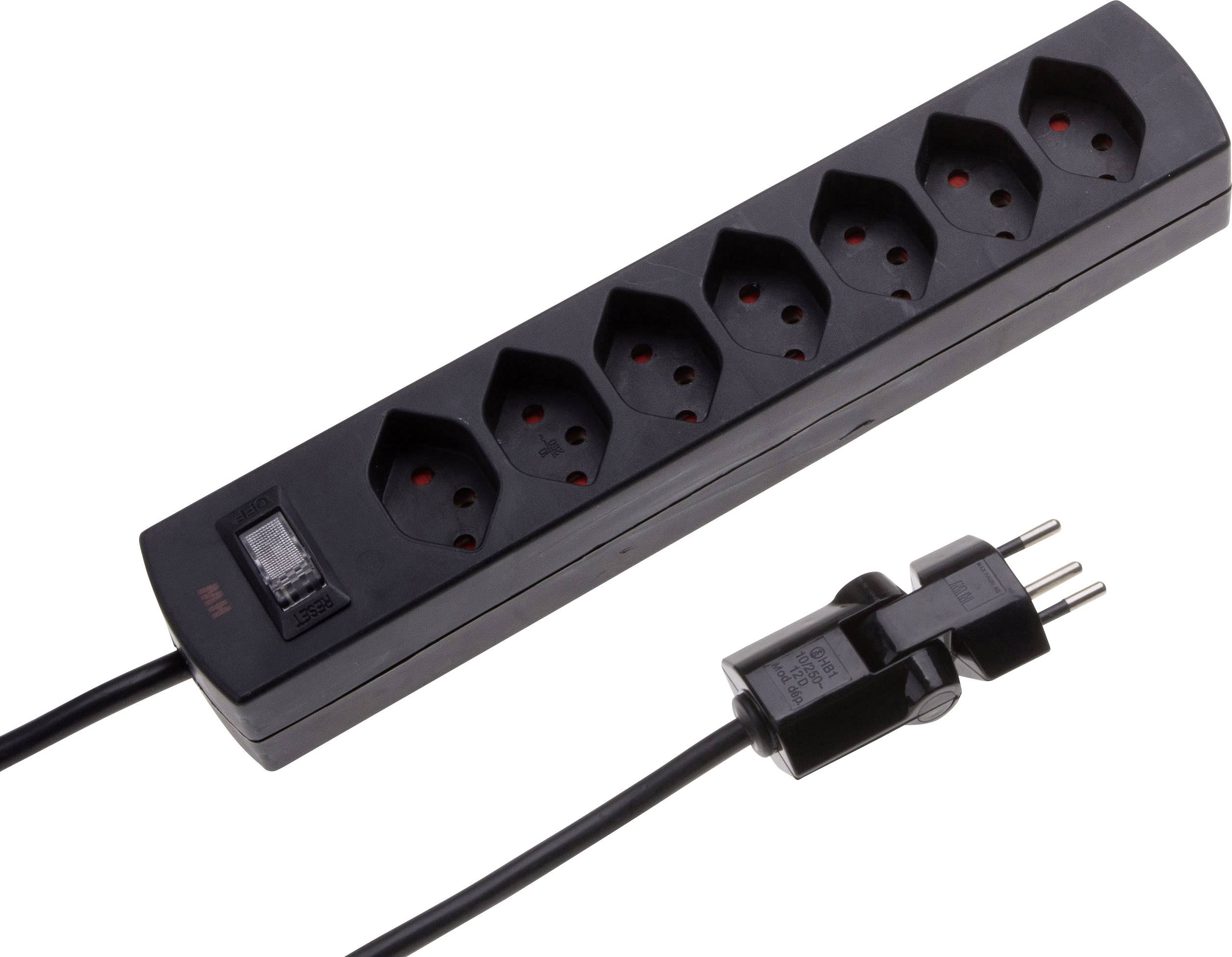 Max Hauri 114969 Power strip (+ switch) 7x Black 1 pc(s)