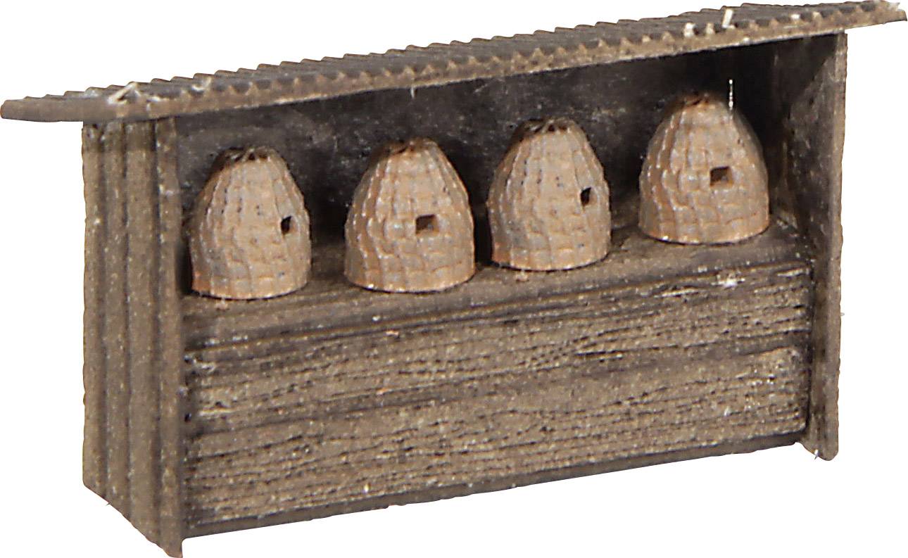 MBZ 80287 H0 Set of 4 bees baskets with shelter 3D print, Laser-cut assembly kit