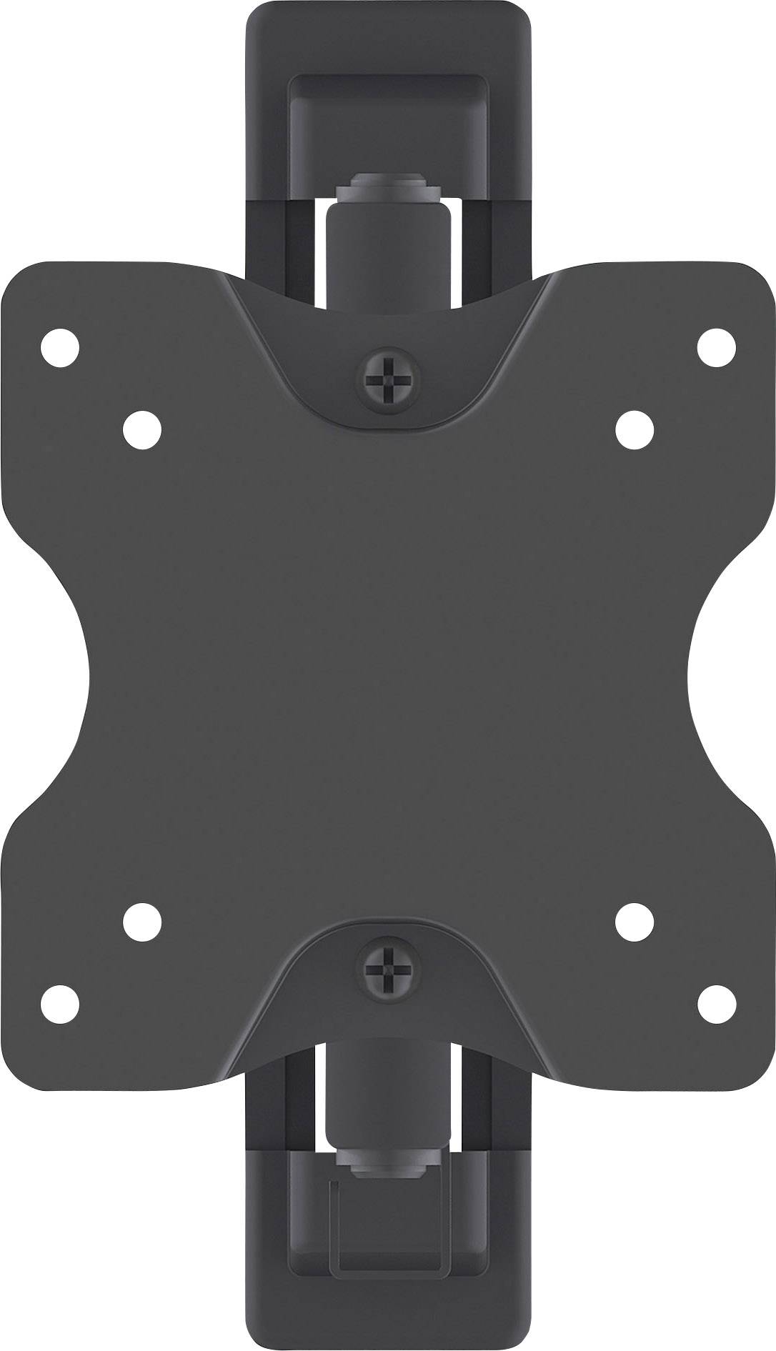 Metal wall mount with screw holes, suitable for fixing monitors or small screens to the wall.