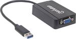 Manhattan 152303 USB 3.2 Gen 1 (USB 3.0) / VGA Adapter [1x USB 3.2 1st Gen connector A (USB 3.0) - 1x VGA socket] Black 0.26 m