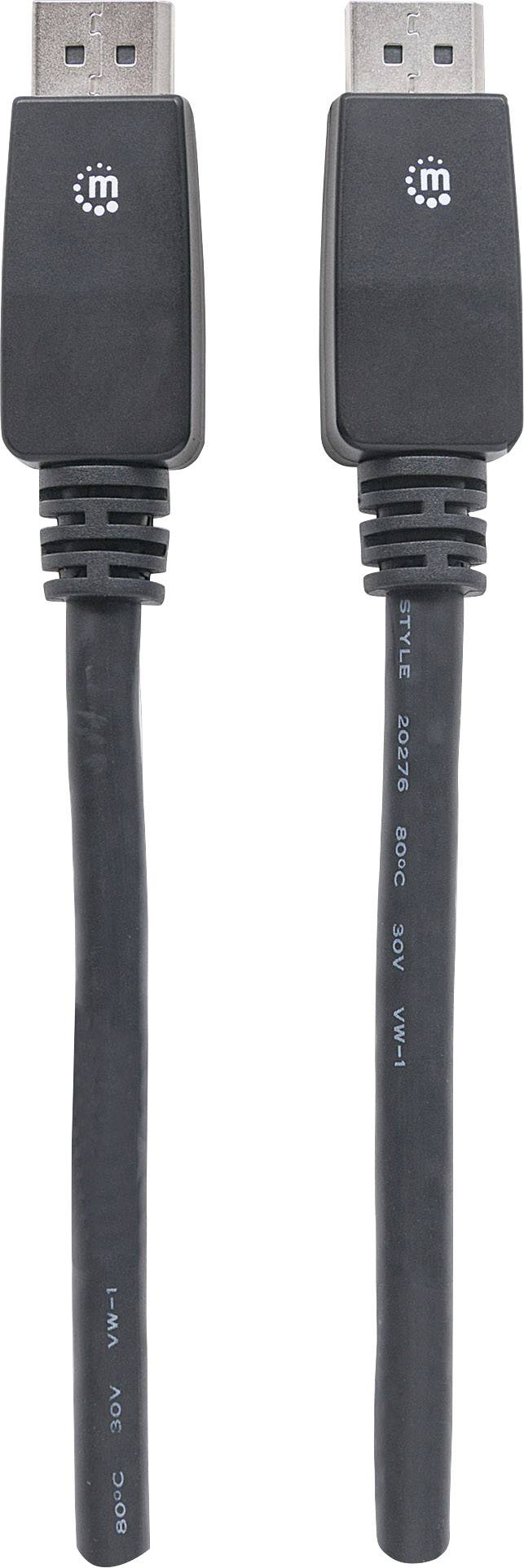 Manhattan DisplayPort Cable DisplayPort plug, DisplayPort plug 5.00 m Black 354110 Metal foil shield, UL-approved, 4K UH-2