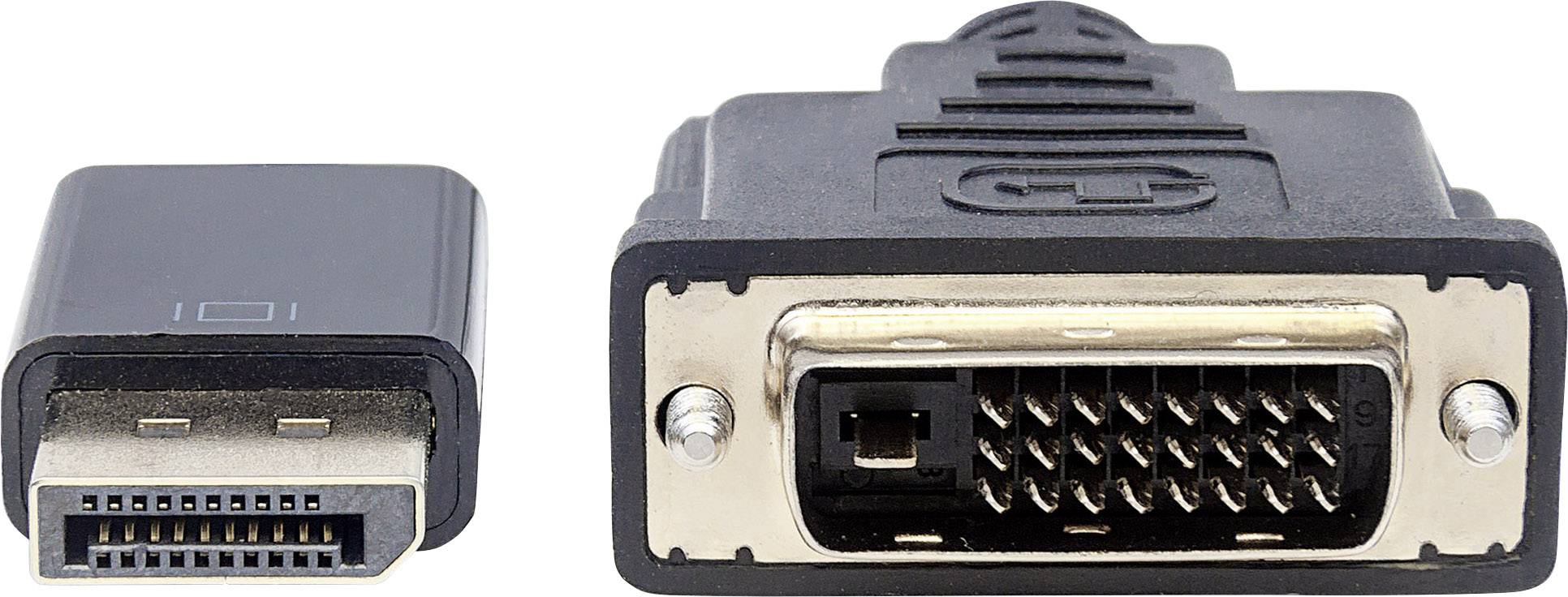 Manhattan DisplayPort / DVI Adapter cable DisplayPort plug, DVI-D 24+1-pin plug 3.00 m Black 152136 Metal foil shield, U-1