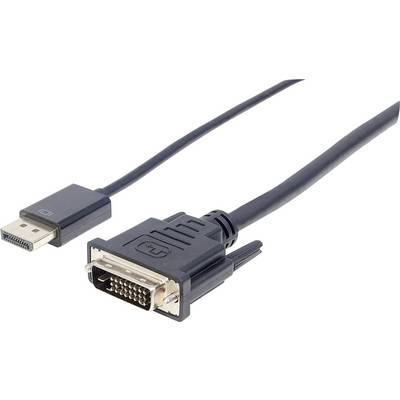 Manhattan DisplayPort / DVI Adapter cable DisplayPort plug, DVI-D 24+1-pin plug 3.00 m Black 152136 Metal foil shield, U-0