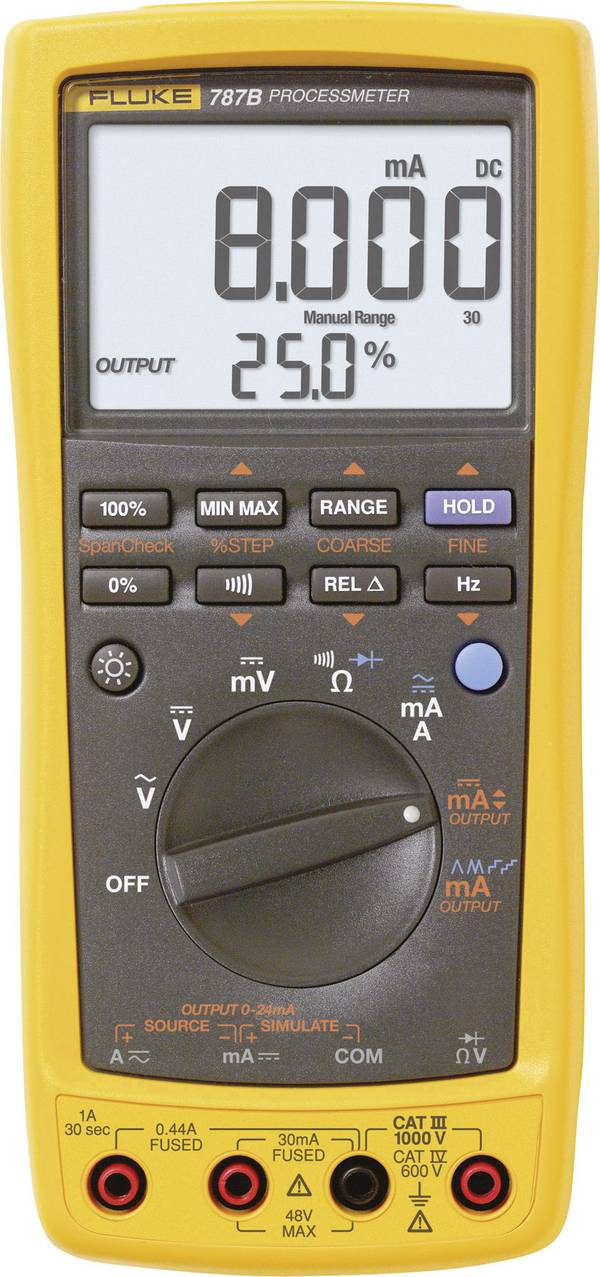 Fluke 787B Handheld multimeter Digital Current draw reading CAT III 1000 V, CAT IV 600 V Display (counts): 30000
