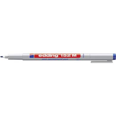 Grey, non-permanent marker with a blue cap and tip, brand name 'edding 152M' in red on the casing.