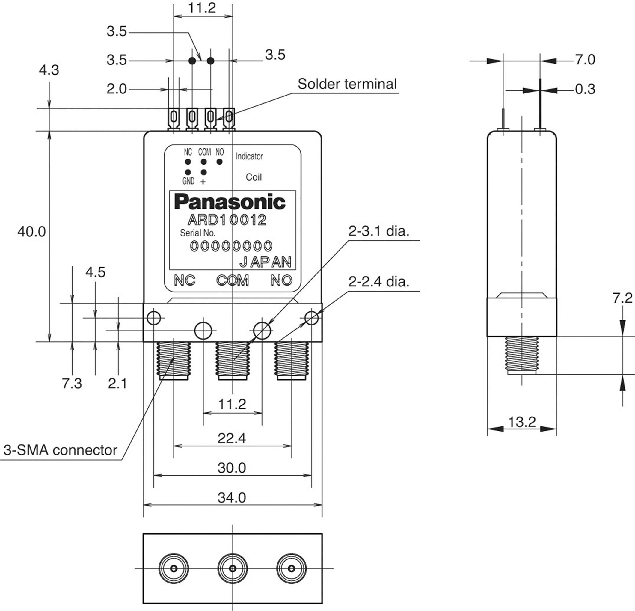 Panasonic ARD10012J HF relay 12 V DC 1 changeover