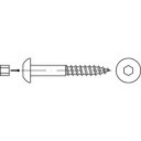 TOOLCRAFT 159343  Roundhead wood screws 10 mm 80 mm Hex socket (Allen)    Steel zinc galvanized 50 pc(s)