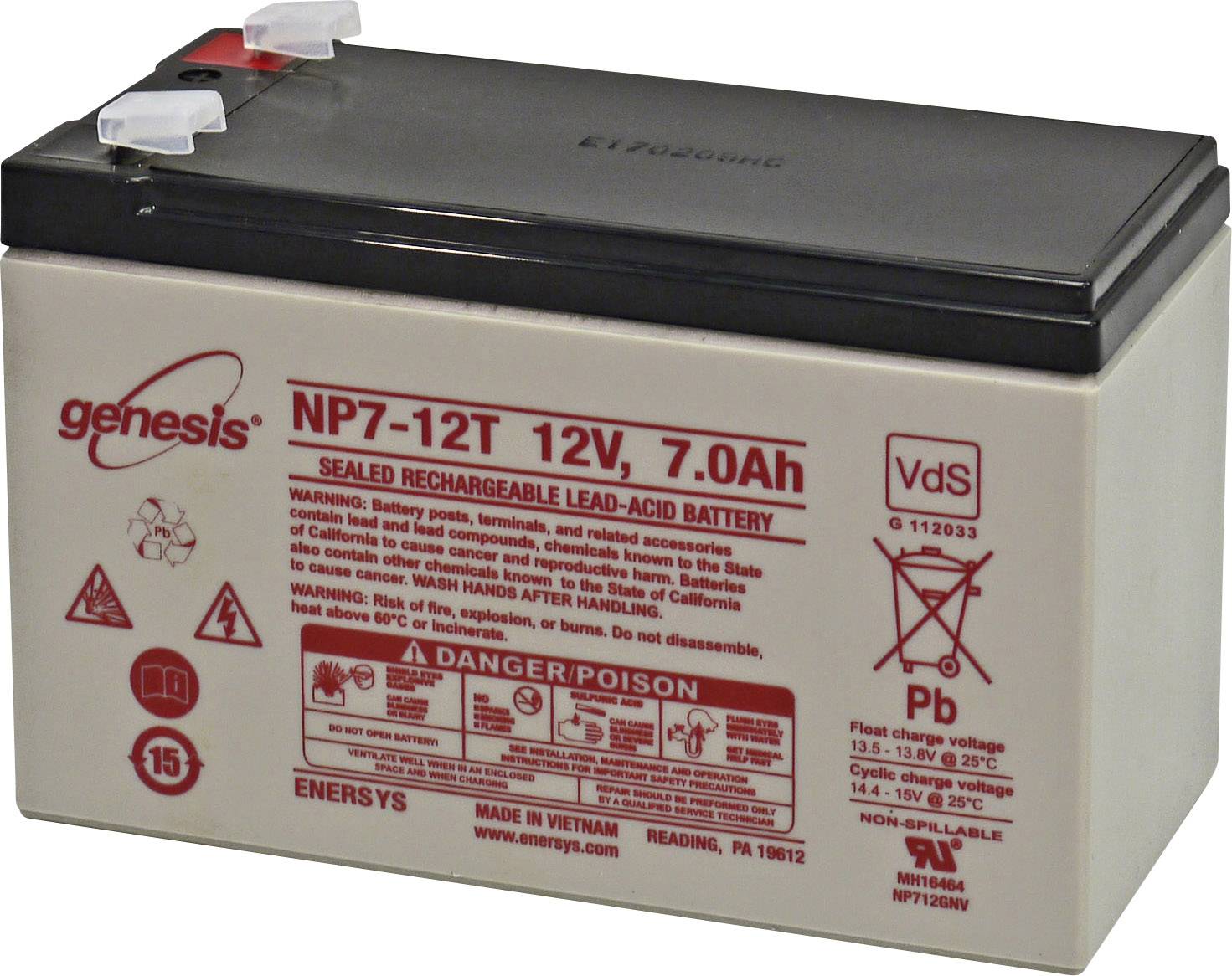 EnerSys Genesis NP7-12 12V 7Ah Sealed Lead Acid Battery 