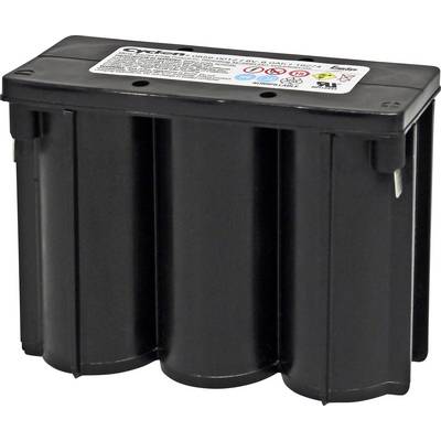 A black, rectangular battery with a warning label on top. Suitable for power tools.