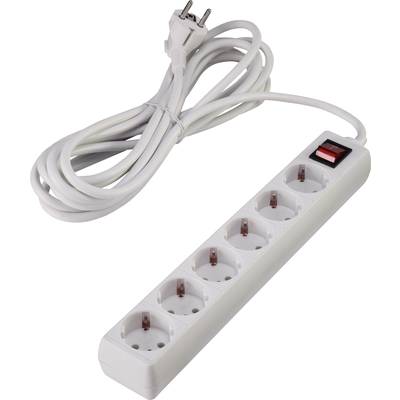 Image of Power strip (+ switch) 6x White PG connector Cable length: 2.80 m Basetech 1593797