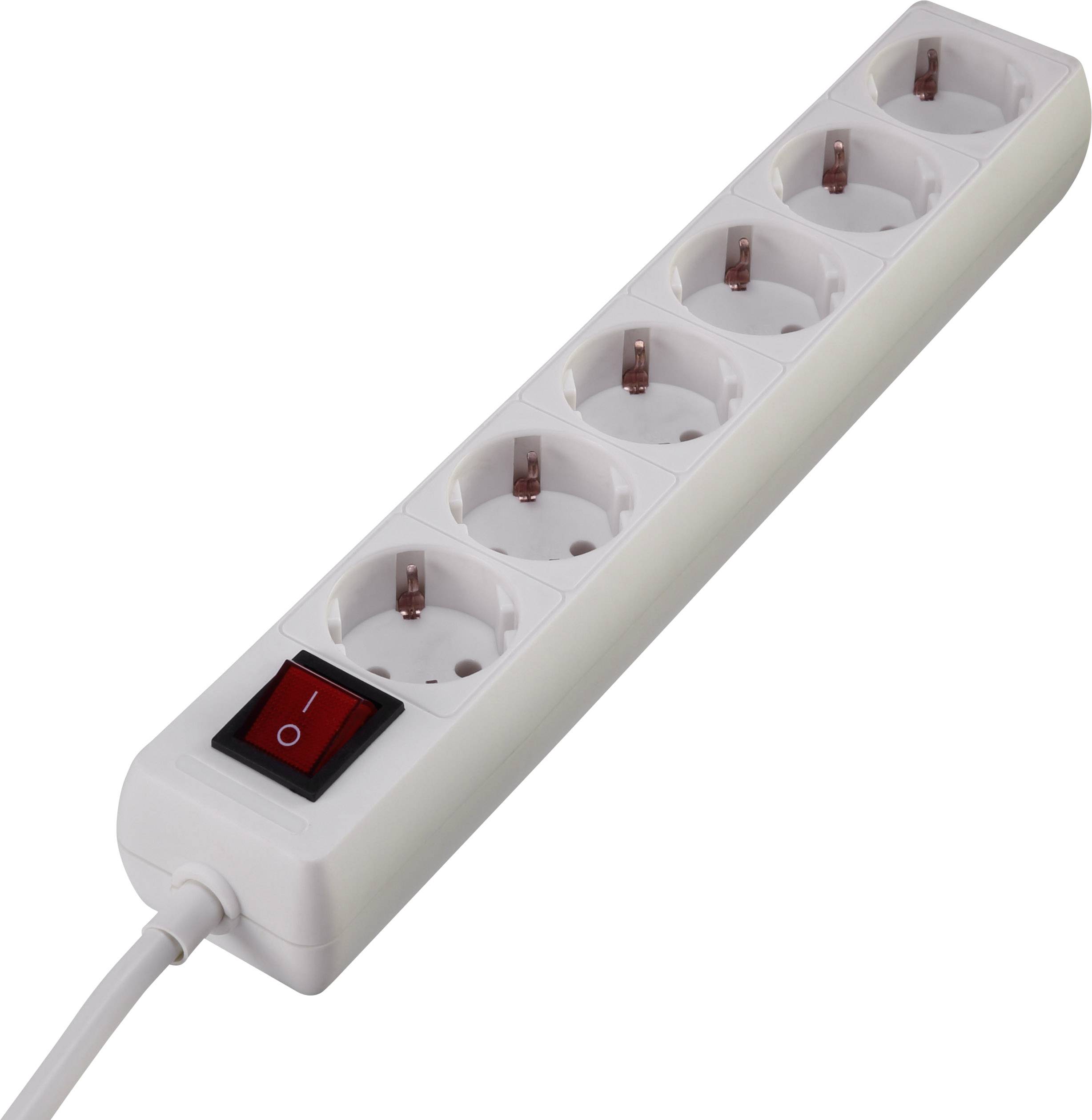 Power strip (+ switch) 6x White PG connector Cable length: 2.80 m Basetech 1593797-1