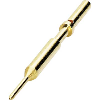 Golden metal pen with multiple segments; possibly an electronic component or connection element.