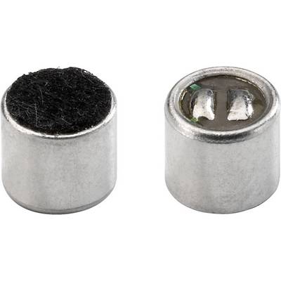 Two small, cylindrical microphones. One shows the felt covering, the other shows the exposed electrical contact surface.