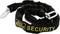 Black security tow chain with yellow 'BURGWÄCHTER SECURITY' print, fitted with metal shackles at both ends.
