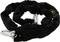 Black, sturdy chain with fabric covering and two silver carabiners.