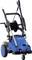 A blue pressure washer with hose reel and handles. Suitable for intensive cleaning work outdoors.