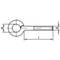 Technical drawing of an eye bolt. Shows dimensions 'd' and 'l', with a diameter in the ring area. Used for fastening.