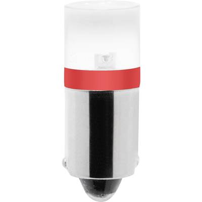 A white LED lamp with a red ring, typically used for lighting purposes in small lights or torches.