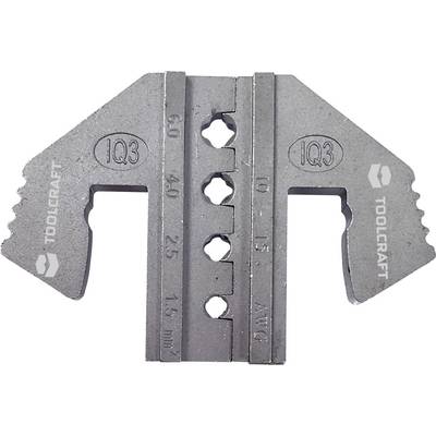 Metallic crimping pliers with scaled recesses for wire sizes '10-15 AWG' and '15-60 mm²', brand 'Toolcraft'.