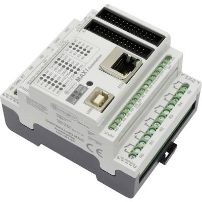 A programmable automation controller with multiple interfaces, including USB and Ethernet ports. Model: "Contrive SR-NETRO-MAXI".