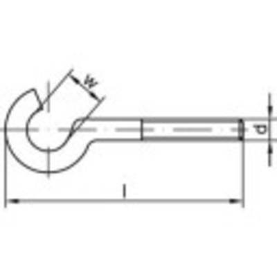 TOOLCRAFT 159615 Bent screw hooks 40 mm Electrogalvanised steel M4 100 pc(s)